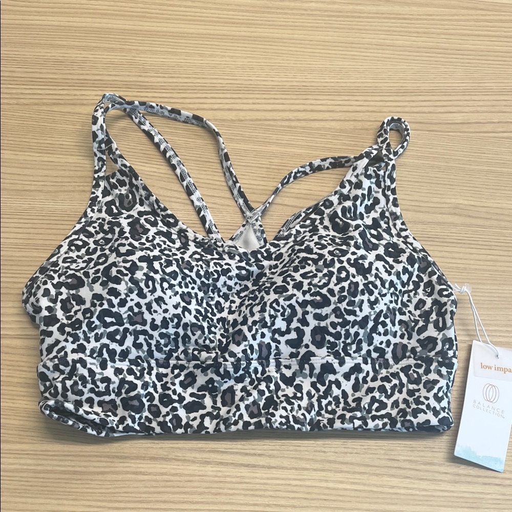 Balance Collection Black / White Mini Retro Leopard Sports Bra - M